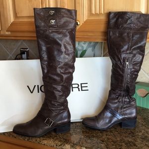 Knee high leather boots made in Brazil